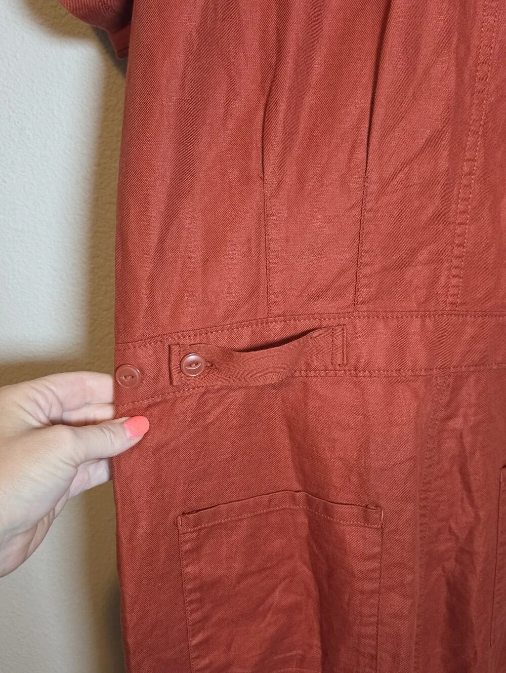 ​NWT Quince Cotton Linen Twill Coverall Jumpsuit Rust Red Utility Boiler Suit S